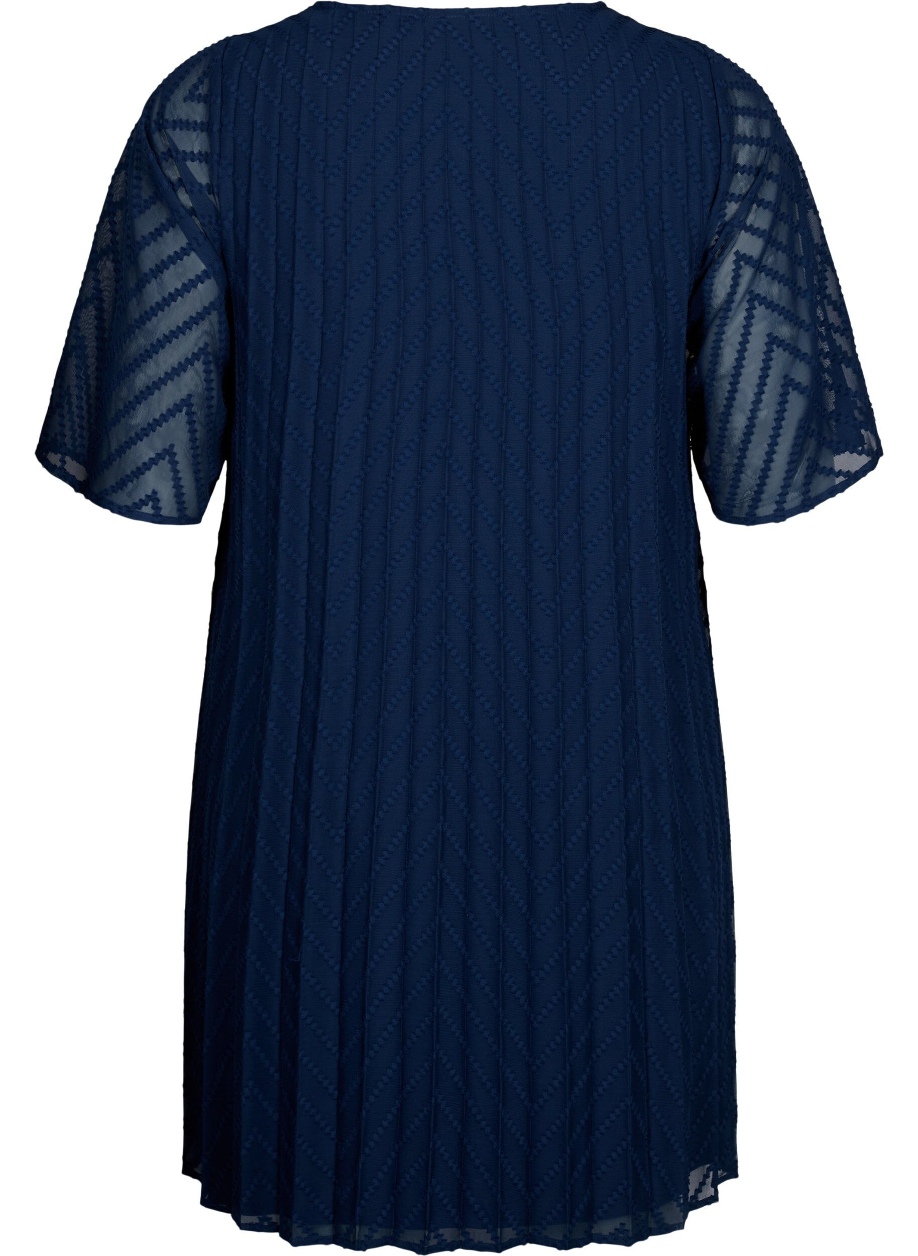 Zizzifashion Short sleeved pleated dress, Navy Blazer, Packshot image number 1