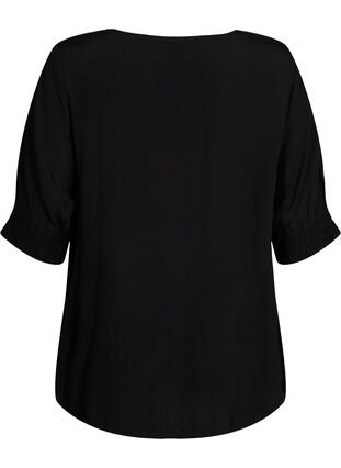 Viscose blouse with buttons, Black, Packshot image number 1