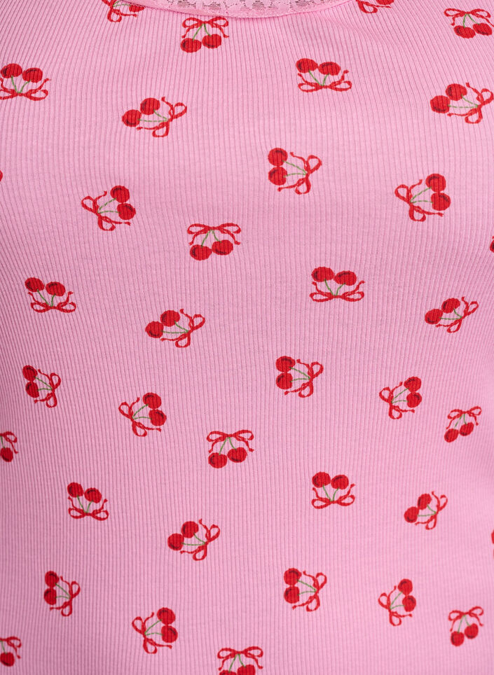 Top with print and lace edge, Pink, Packshot image number 2