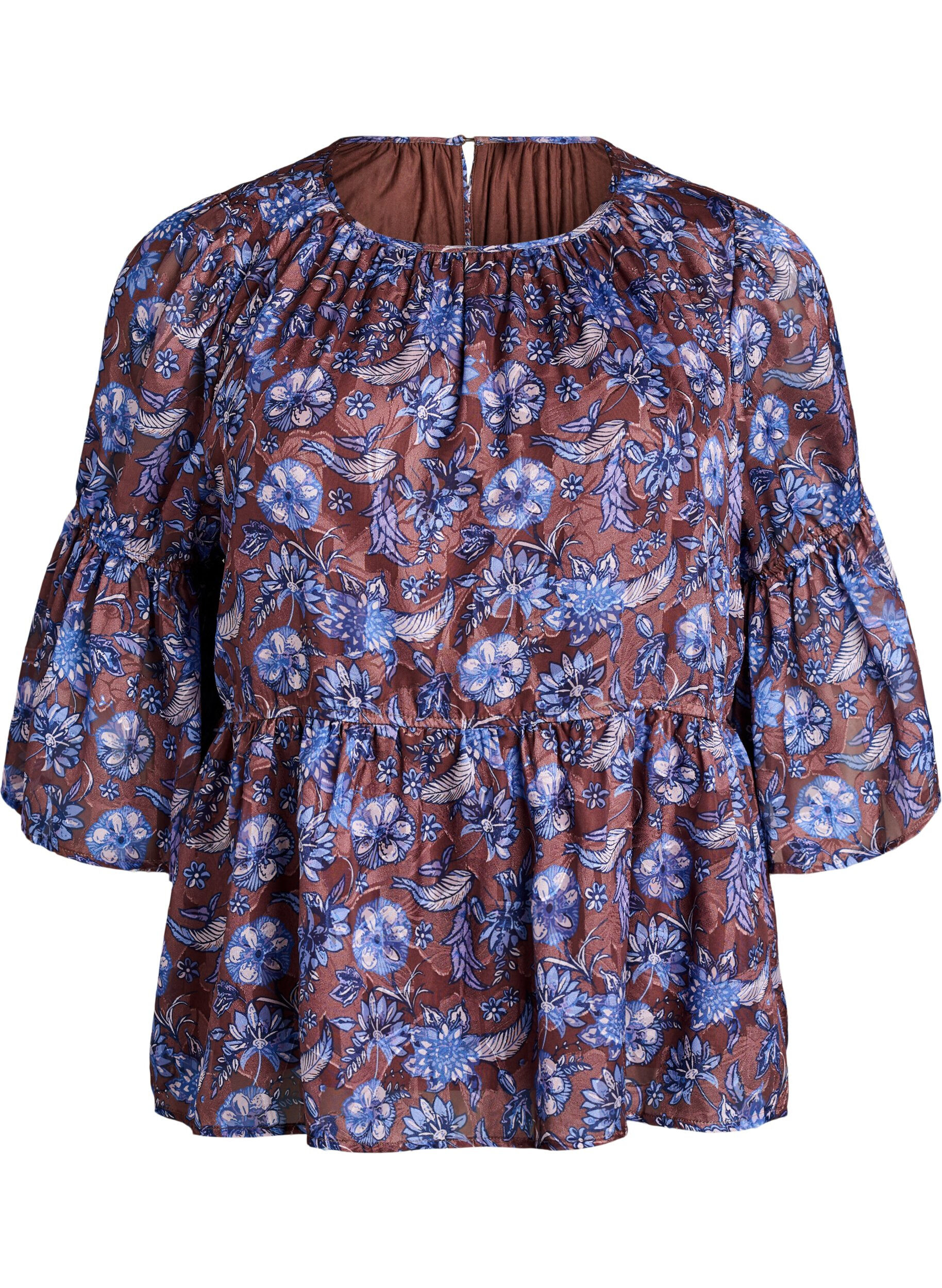 Floral blouse with ruffle sleeves
