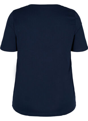 Organic cotton T-shirt with V-neckline, Navy Blazer, Packshot image number 1