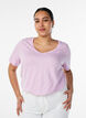 Short-sleeved basic t-shirt with v-neck, Purple, Model image number 0