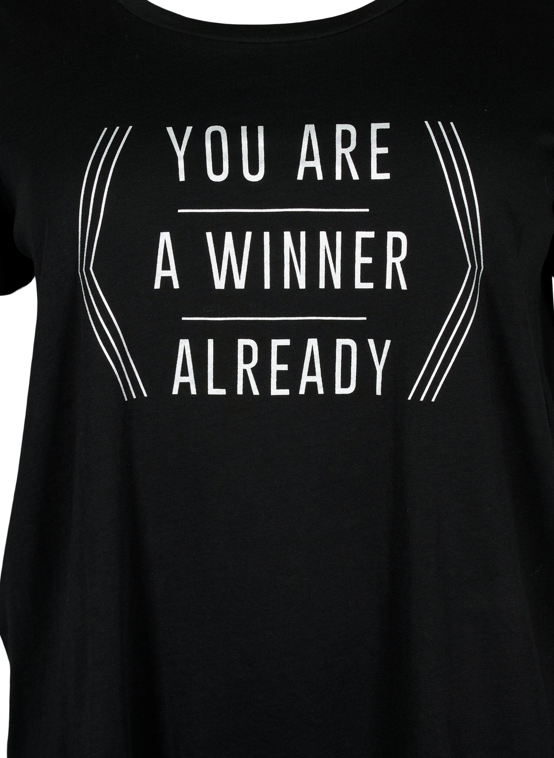Zizzifashion Sports t-shirt with print, Black w. Winner, Packshot image number 2
