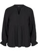 Long-sleeved blouse with a V-neck, Black, Packshot image number 0