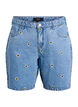Denim shorts with embroidered flowers, Light Blue, Packshot image number 0