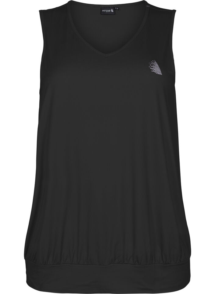 Sleeveless workout top with balloon fit, Black, Packshot image number 0