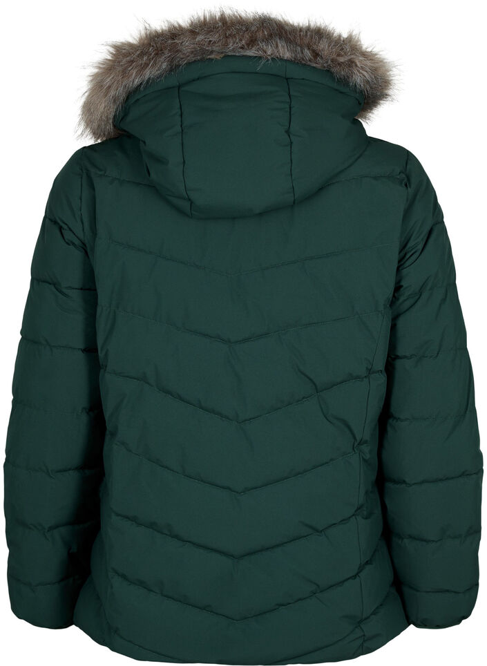 Short puffer jacket with hood, Green, Packshot image number 1