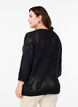 Knit blouse with an openwork pattern and 3/4 sleeves, Black, Model image number 1