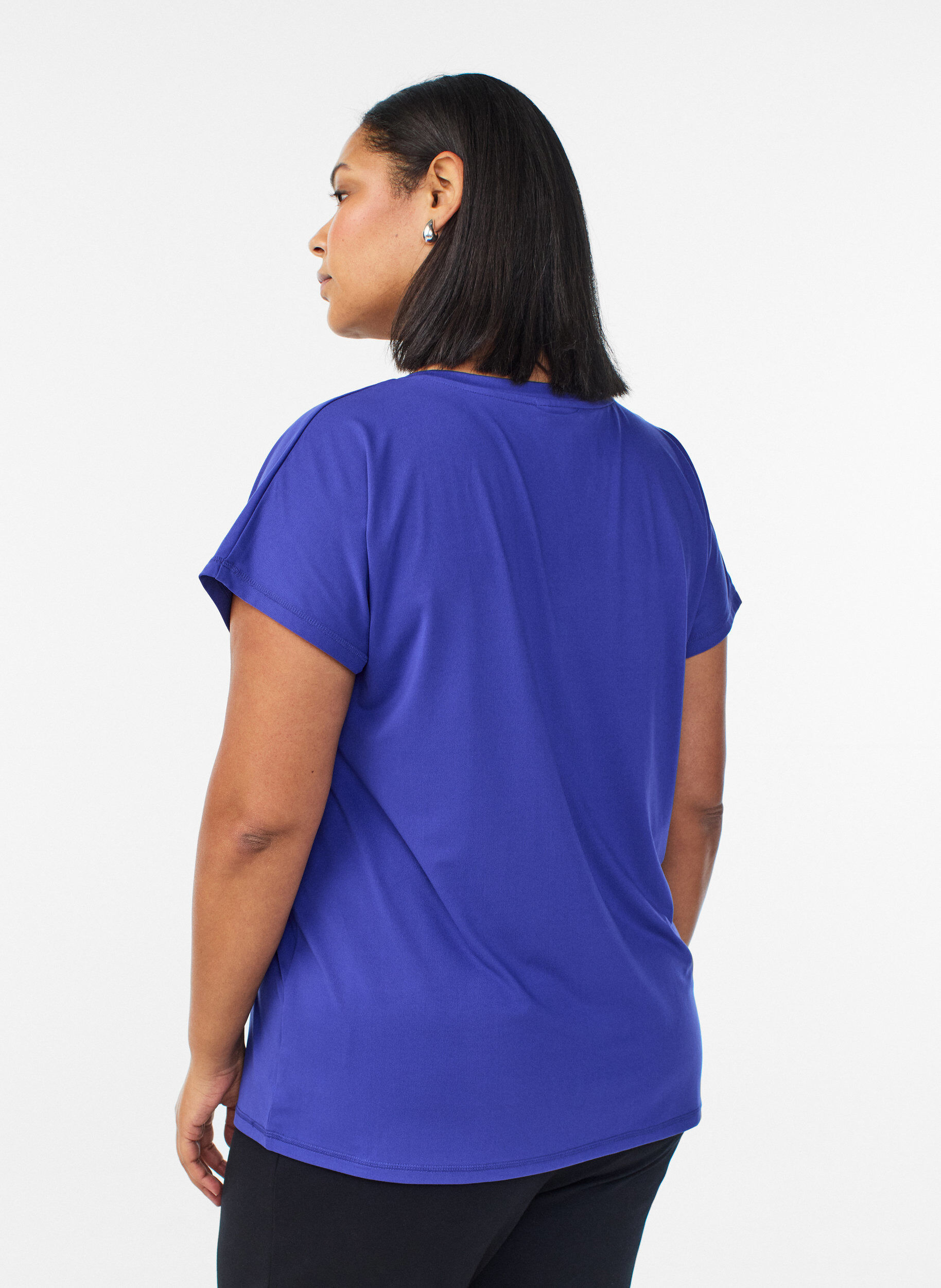 ZizzifashionLoose training t-shirt with v-neck, Purple, Model image number 2