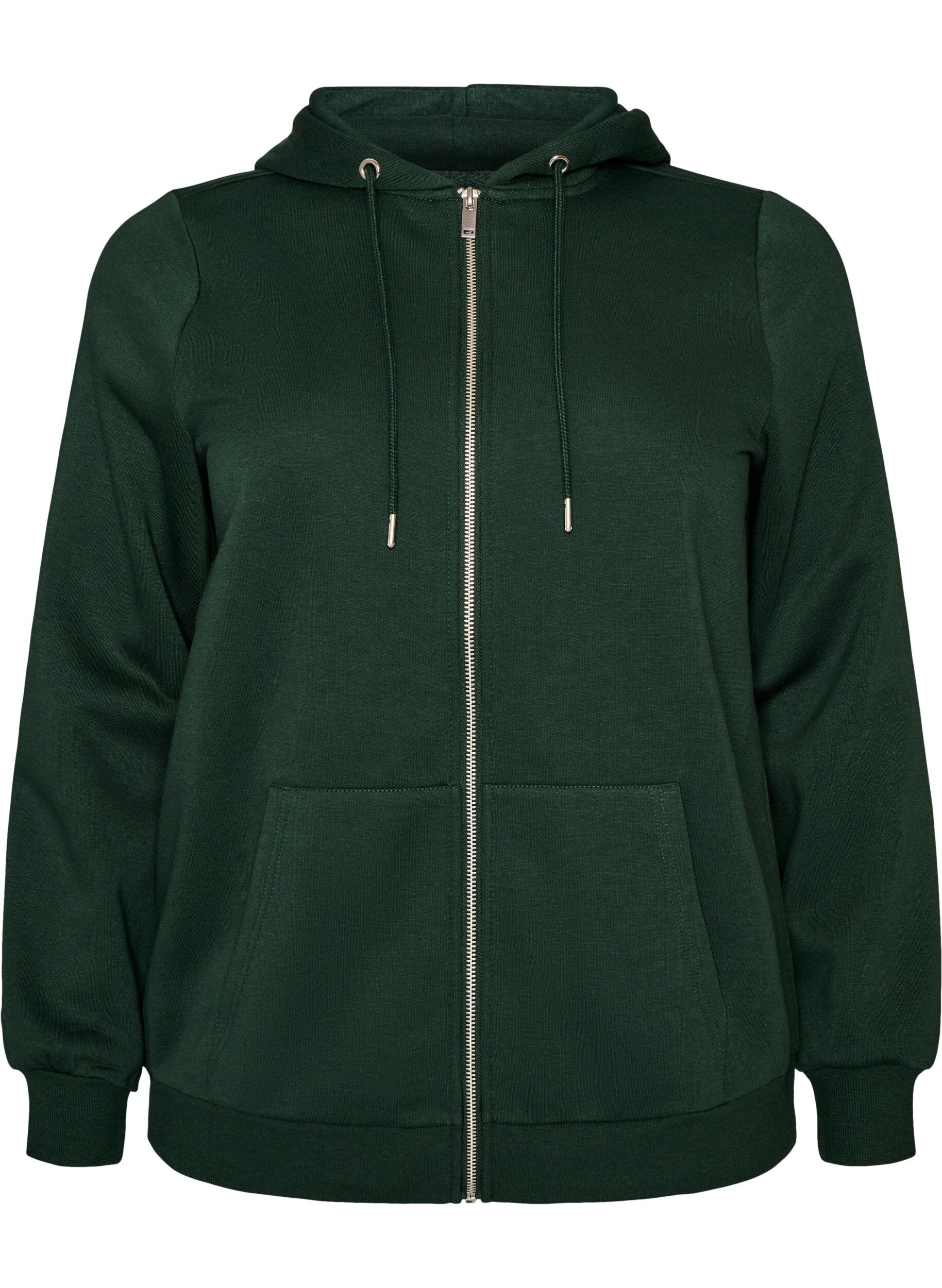ZizzifashionHooded sweatshirt with a zip and pockets, Green, Packshot image number 0