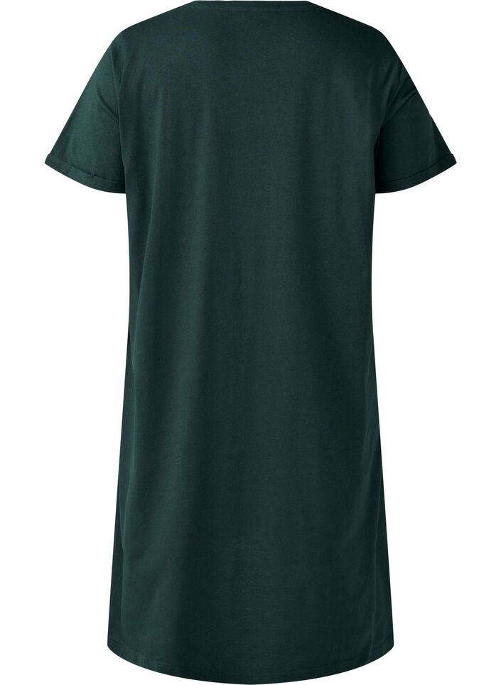 Short-sleeved nightgown in organic cotton, Green, Packshot image number 1
