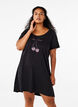 Short-sleeved nightgown in organic cotton, Black, Model image number 0