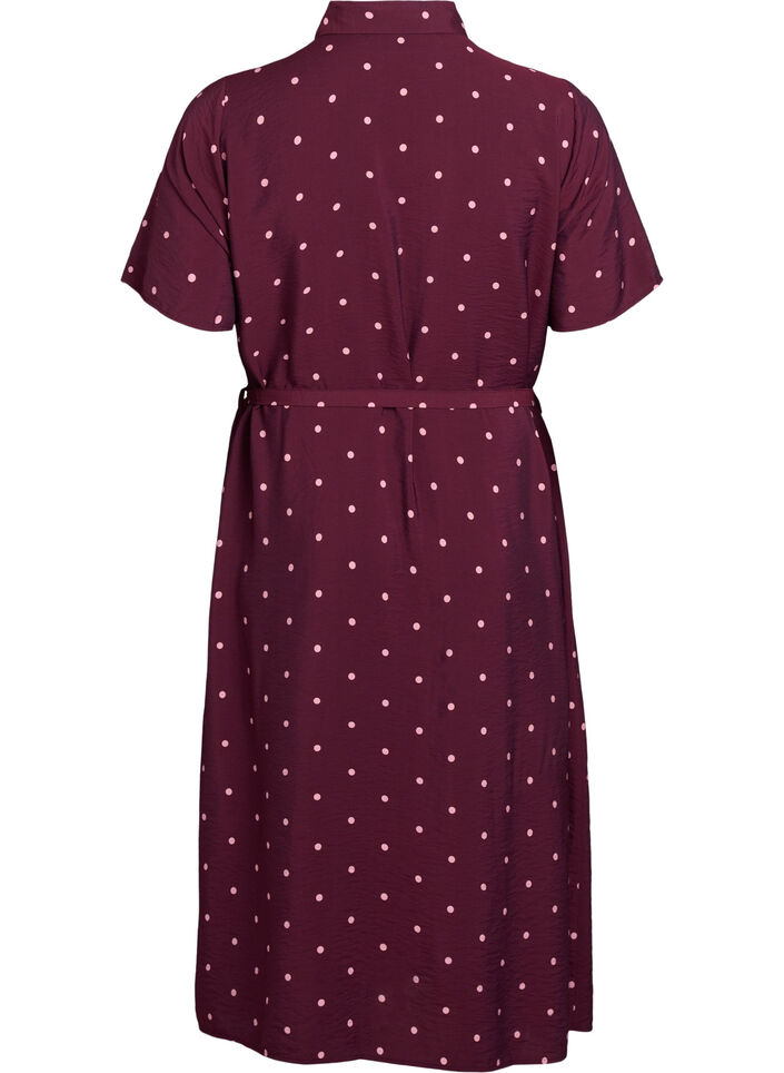Midi shirt dress with polka dots, Red, Packshot image number 1