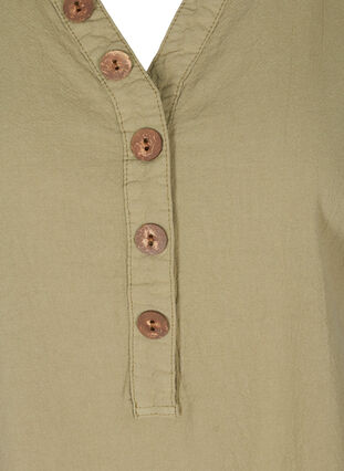 Sleeveless cotton tunic with buttons, Aloe, Packshot image number 2