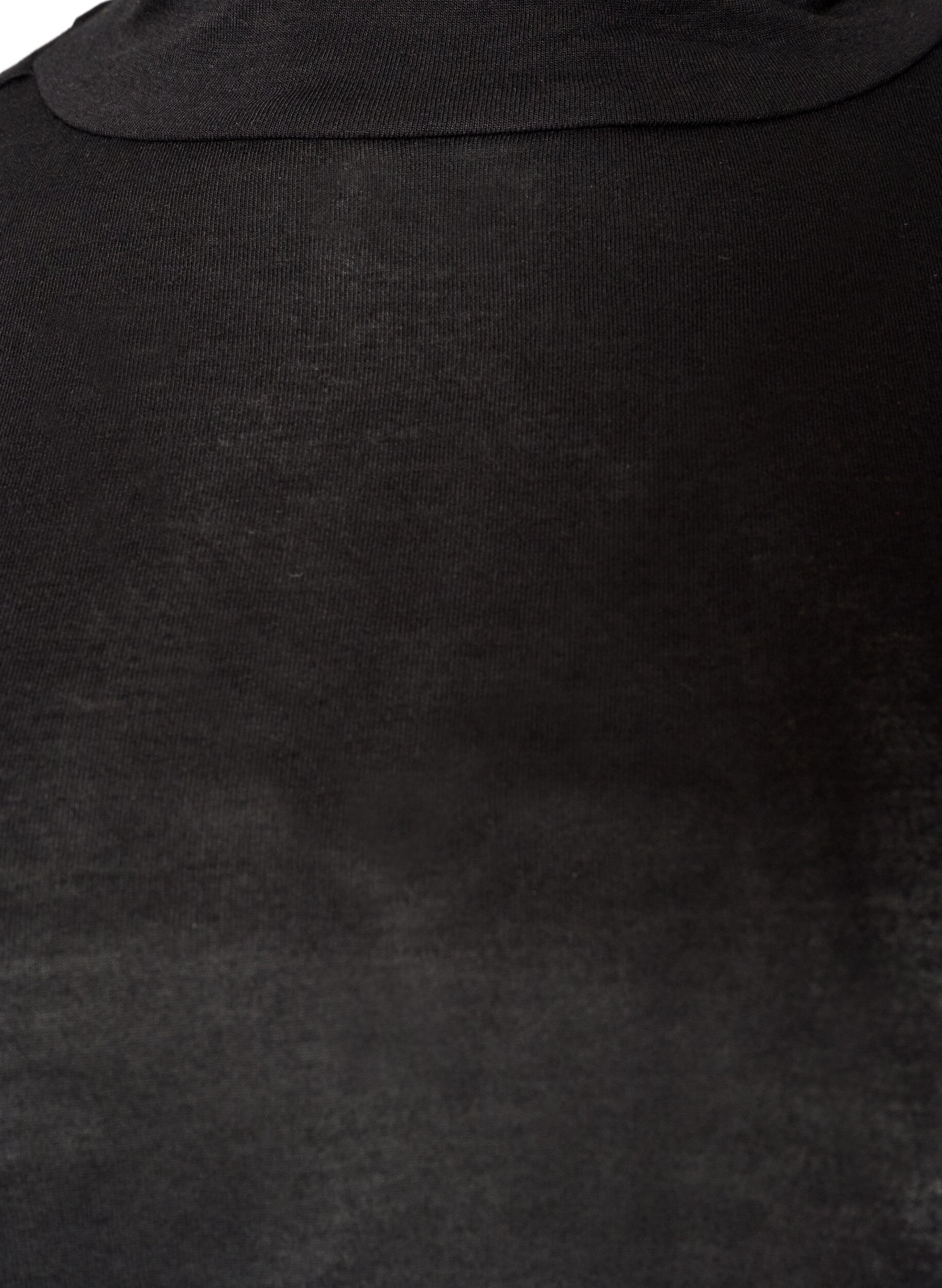 ZizzifashionHigh-neck blouse in viscose jersey, Black, Packshot image number 2
