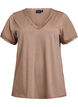 T-shirt with lace trim, Brown, Packshot image number 0