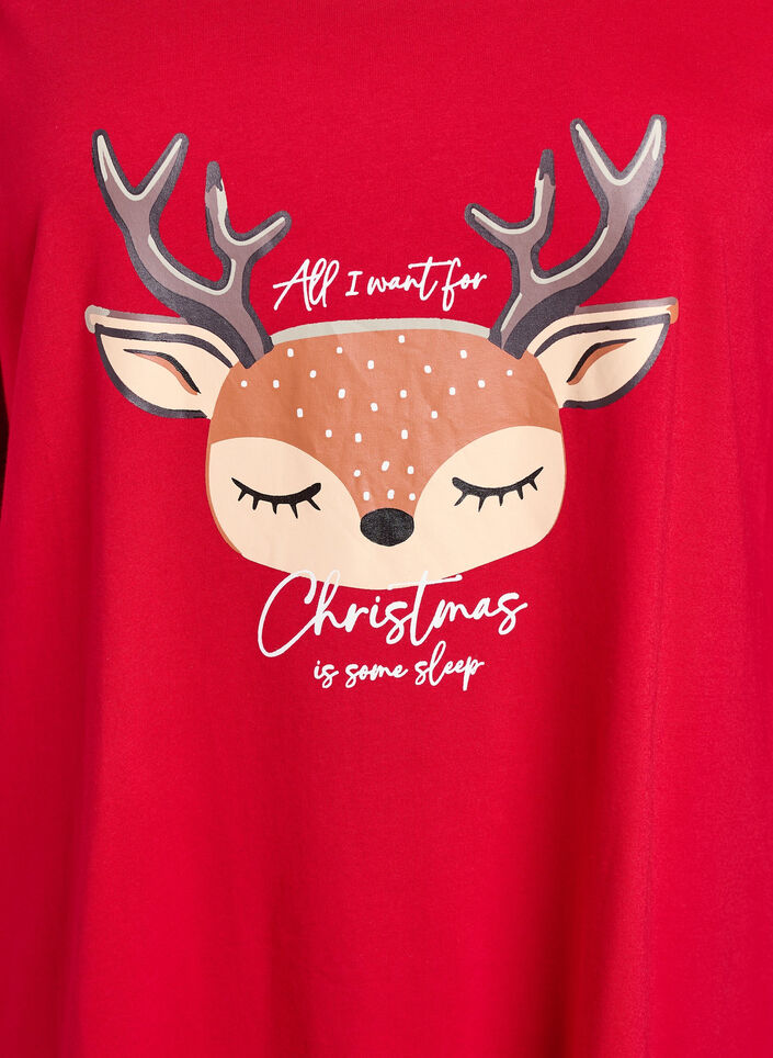 Nightdress in organic cotton with Christmas motif, Red, Packshot image number 2