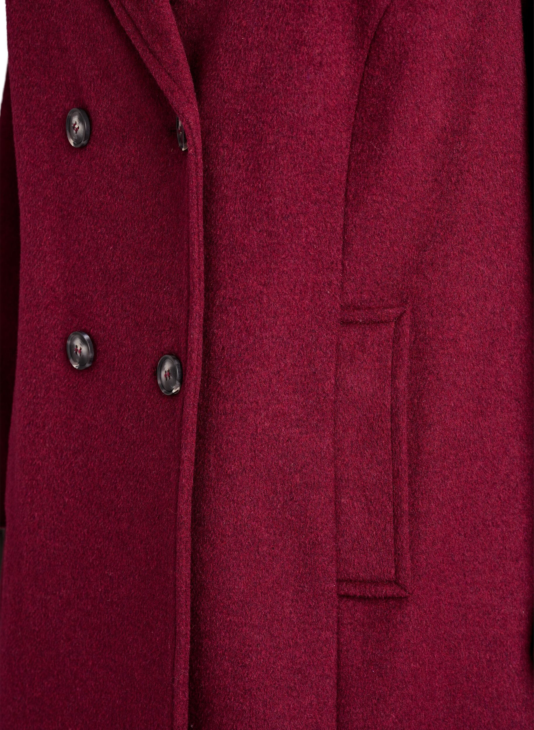 Zizzifashion Wool-blend coat with double-breasted buttons, Red, Packshot image number 3