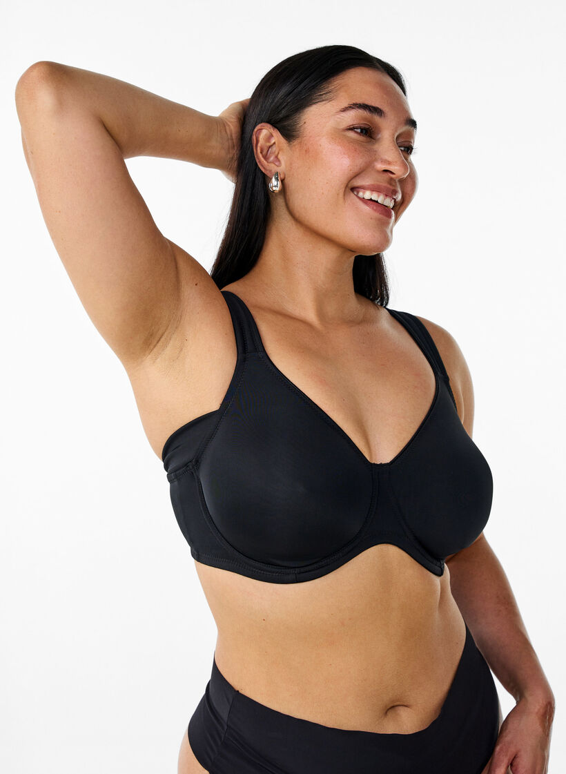 Comfort bra with underwire and moulded cups, Black, Model image number 0