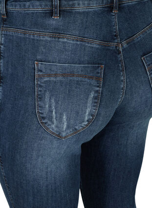 High-waisted Amy jeans with distressed look, Blue denim, Packshot image number 3