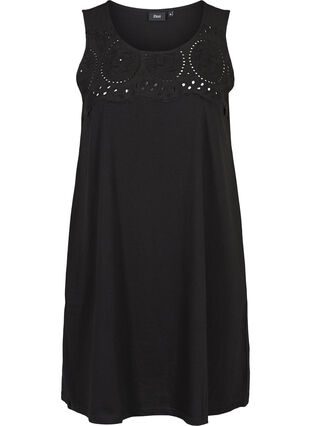 Dress with broderie anglaise, Black, Packshot image number 0