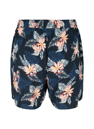 Viscose shorts with print and pockets, Blue Flower Leaf AOP, Packshot image number 1