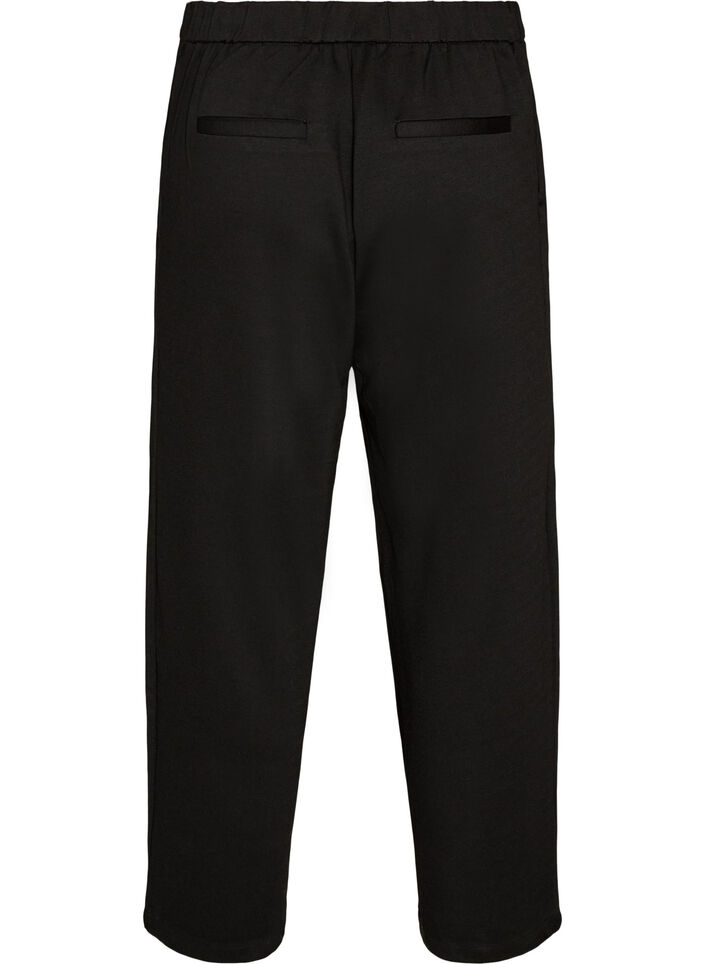 Loose jersey trousers with a high waist, Black, Packshot image number 1