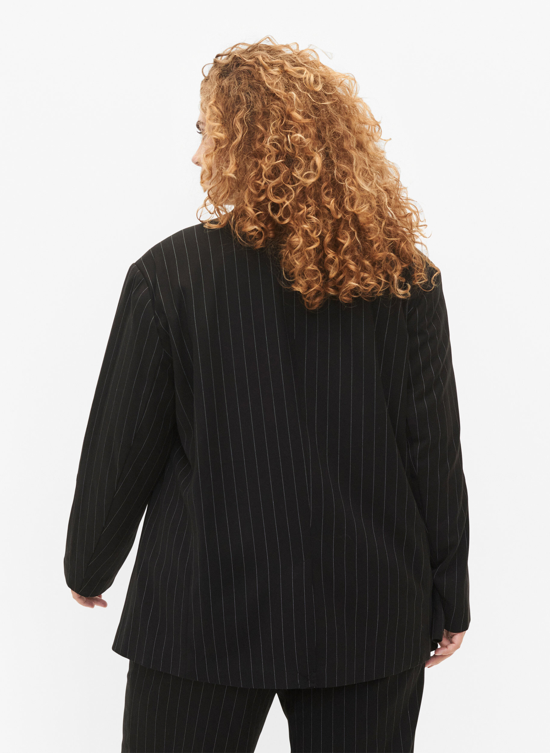 Zizzifashion Pinstripe blazer, Black W. Pinstripe, Model image number 1