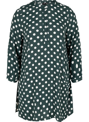 Viscose A-line tunic with slits, Scarab w. White Dots, Packshot image number 0