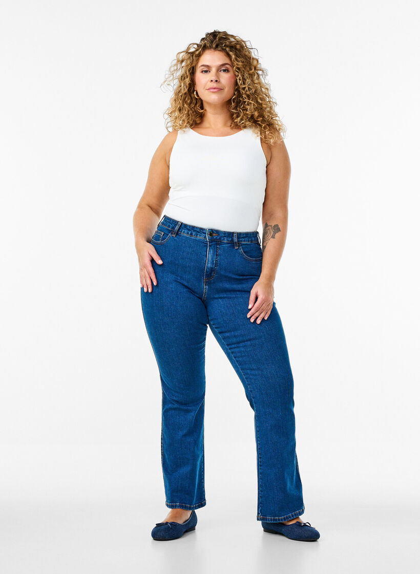 Ellen bootcut jeans with high waist, Blue, Model image number 0