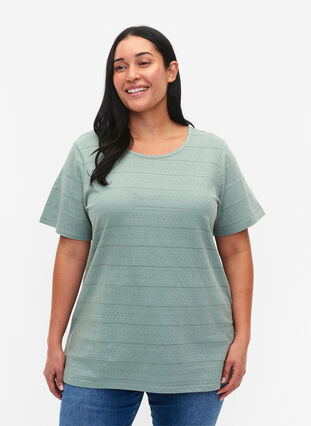 Short-sleeved cotton t-shirt, Chinois Green, Model image number 0