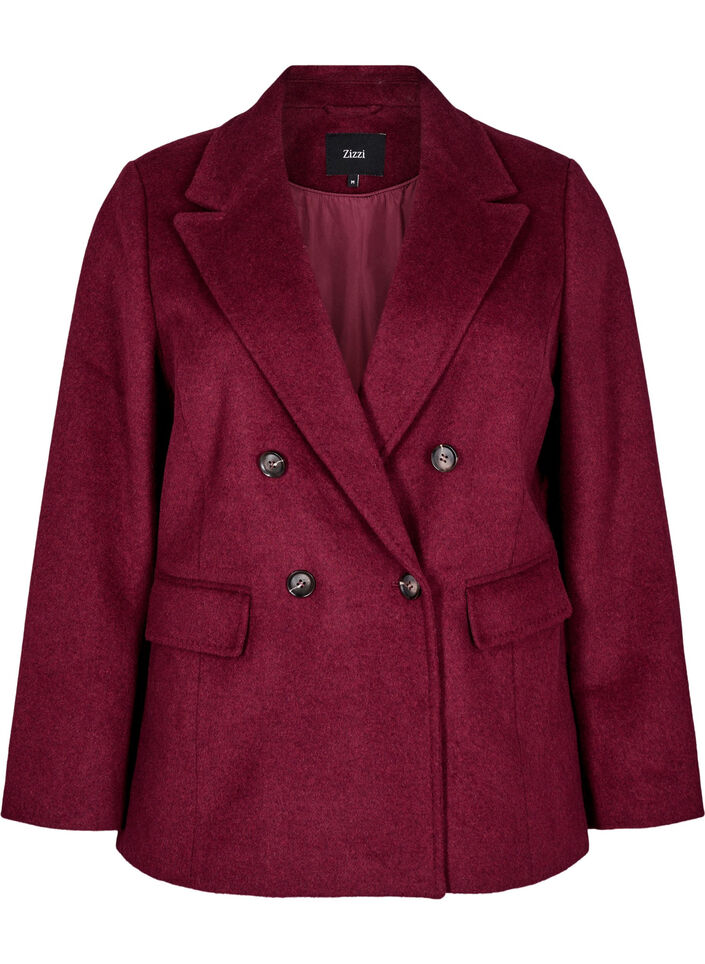 Blazer with double-breasted closure and classic lapels, Red, Packshot image number 0