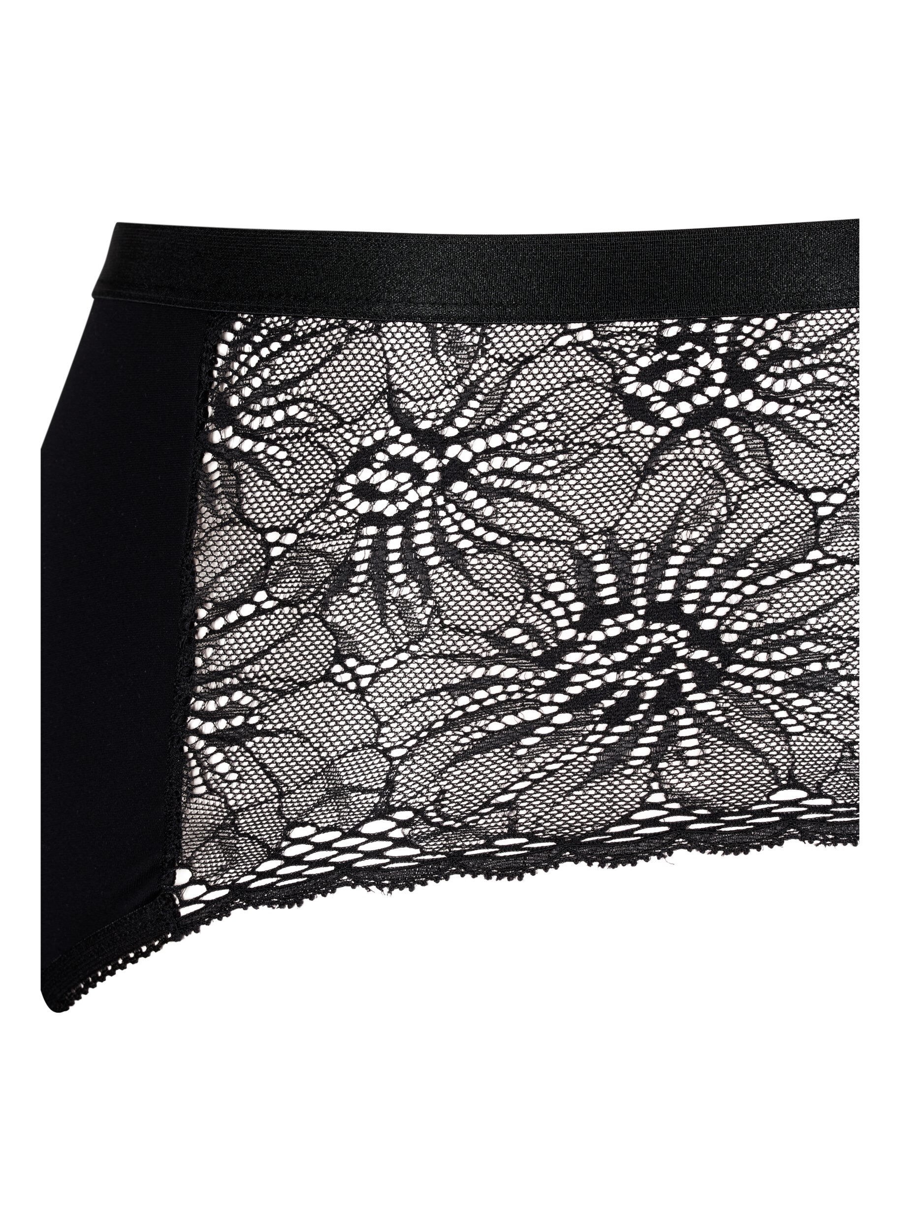 Zizzifashion Hipster period panties with lace, Black, Packshot image number 3