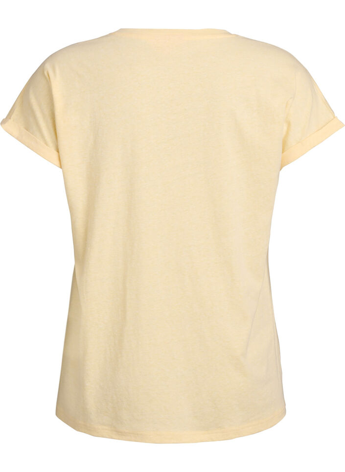 Melange t-shirt with short sleeves, Yellow, Packshot image number 1