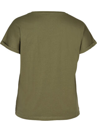 Short-sleeved cotton t-shirt w ith print, Ivy green w. Love, Packshot image number 1