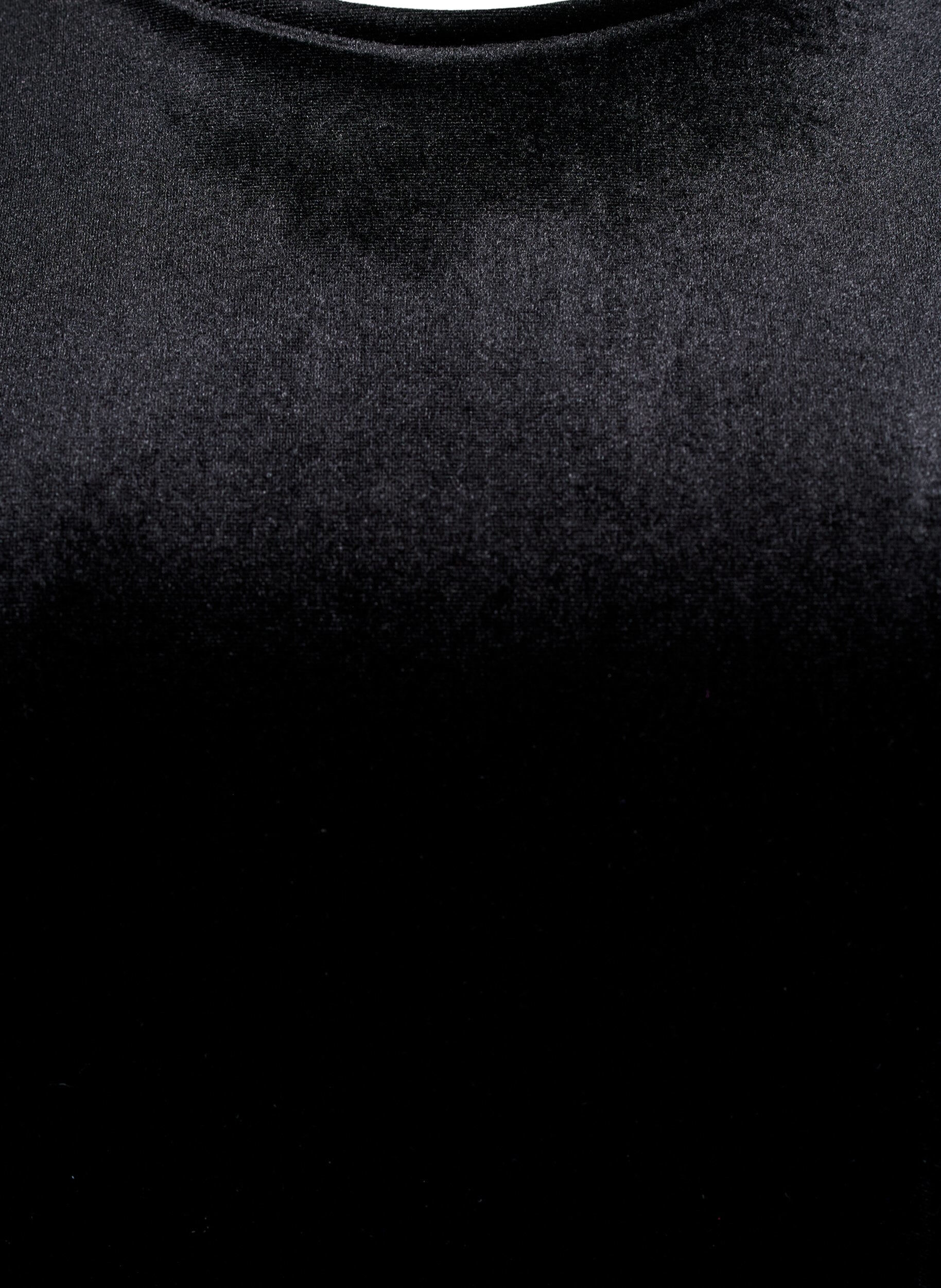Zizzifashion Short-sleeved velour top, Black, Packshot image number 2