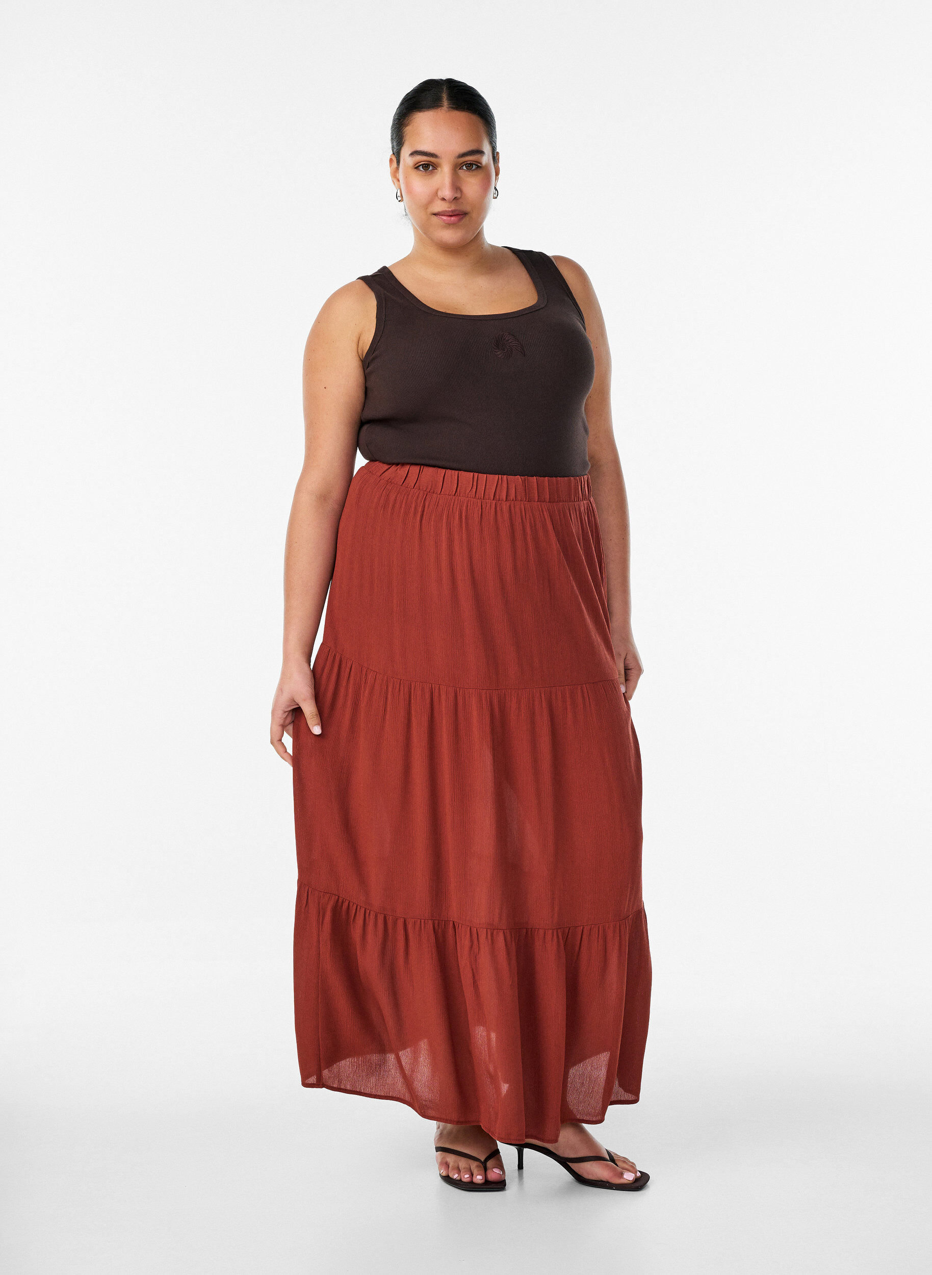 Zizzifashion Fitted top with motif, Brown, Model image number 1