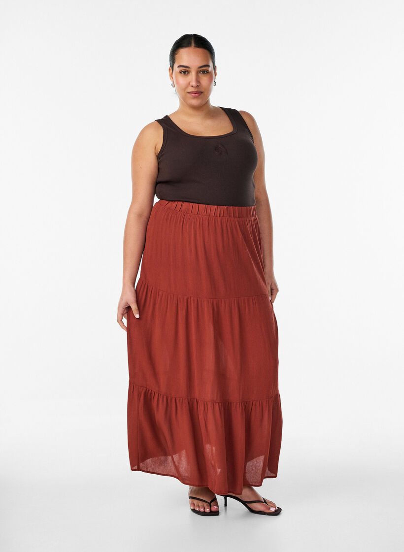 Fitted top with motif, Brown, Model image number 1