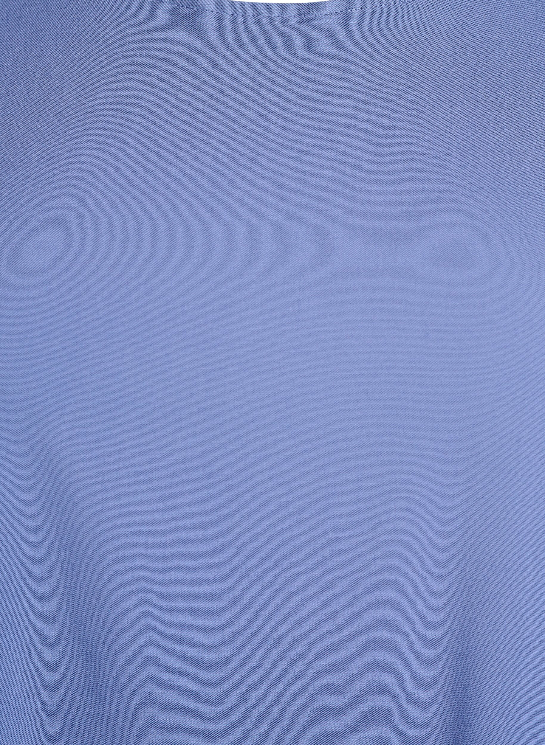 Zizzifashion Short-sleeved woven blouse with round neck, Blue, Packshot image number 2