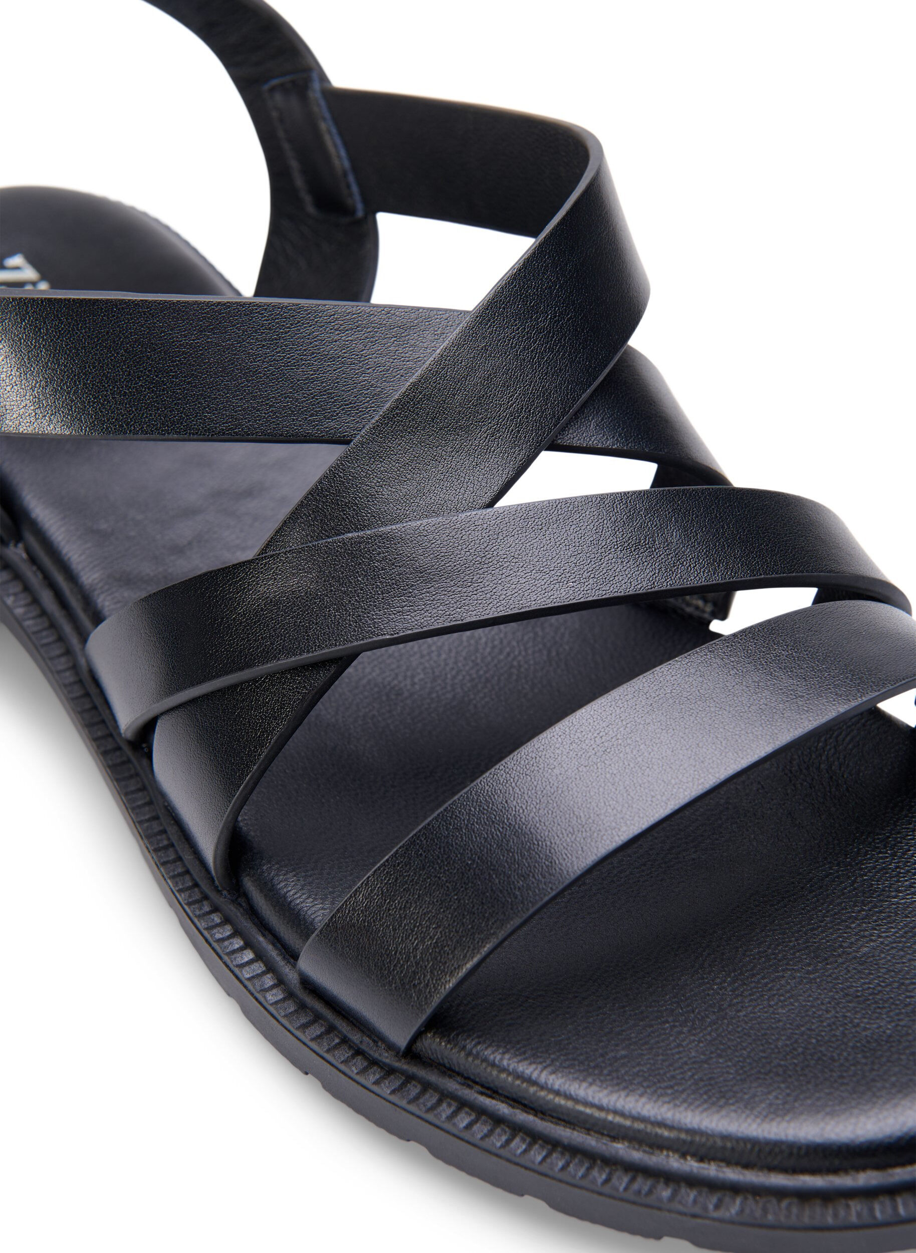 Zizzifashion Leather summer sandal with a wide fit, Black, Packshot image number 3