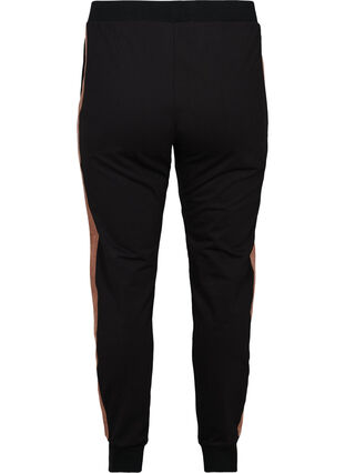Sweatpants with a velour detail, Black w. Burlwood, Packshot image number 1
