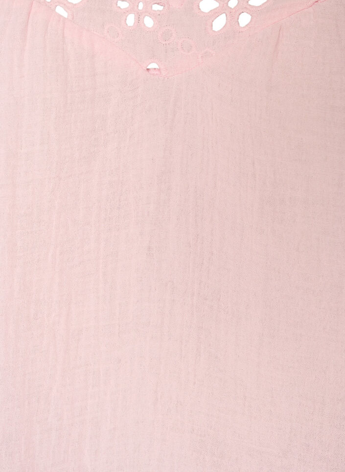 Blouse in cotton muslin with broderie anglaise and 1/2 sleeves, Rose, Packshot image number 2