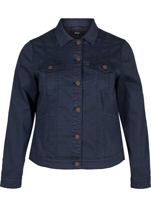 Short, colored denim jacket, Navy, Packshot image number 0
