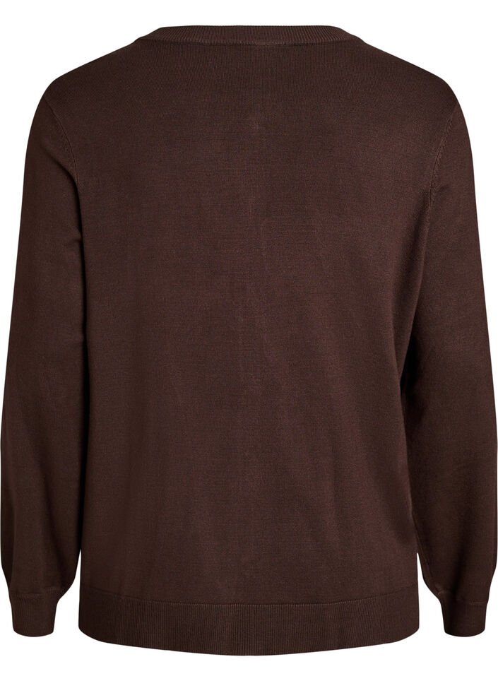 Fine-knit cardigan with ball buttons, Brown, Packshot image number 1