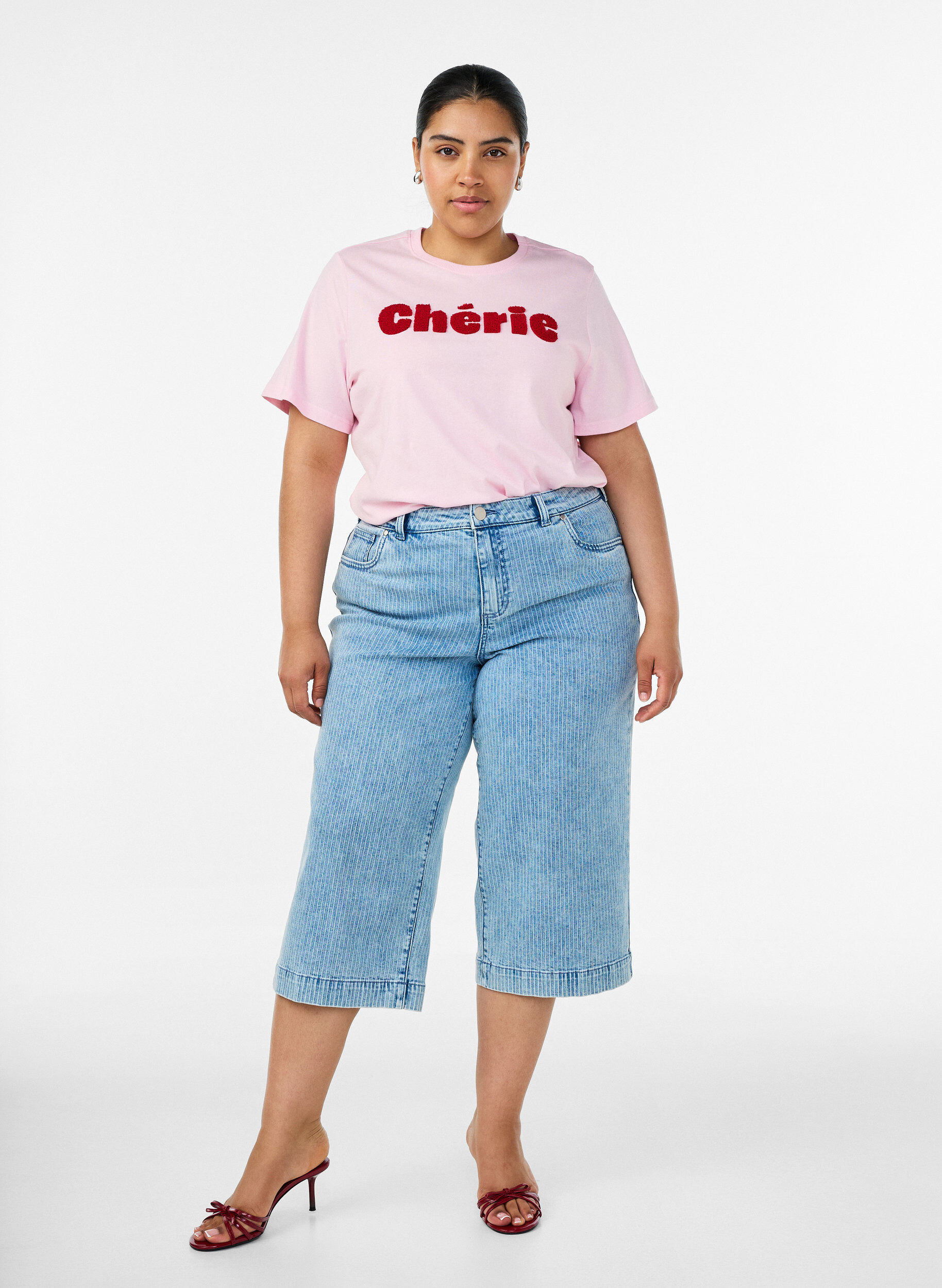 ZizzifashionOrganic cotton T-shirt with front print, Rose, Model image number 1