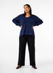 Knitted blouse with v-neck and long sleeves, Naval A. Black Mel., Model image number 2