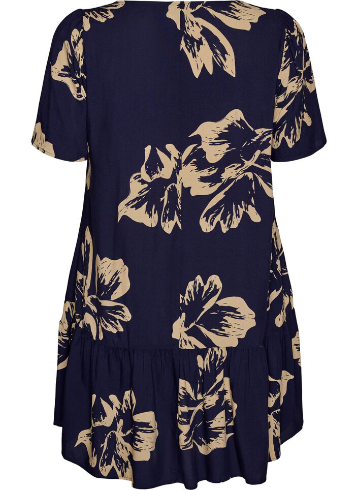 Dress in viscose with cutline, Blue, Packshot image number 1