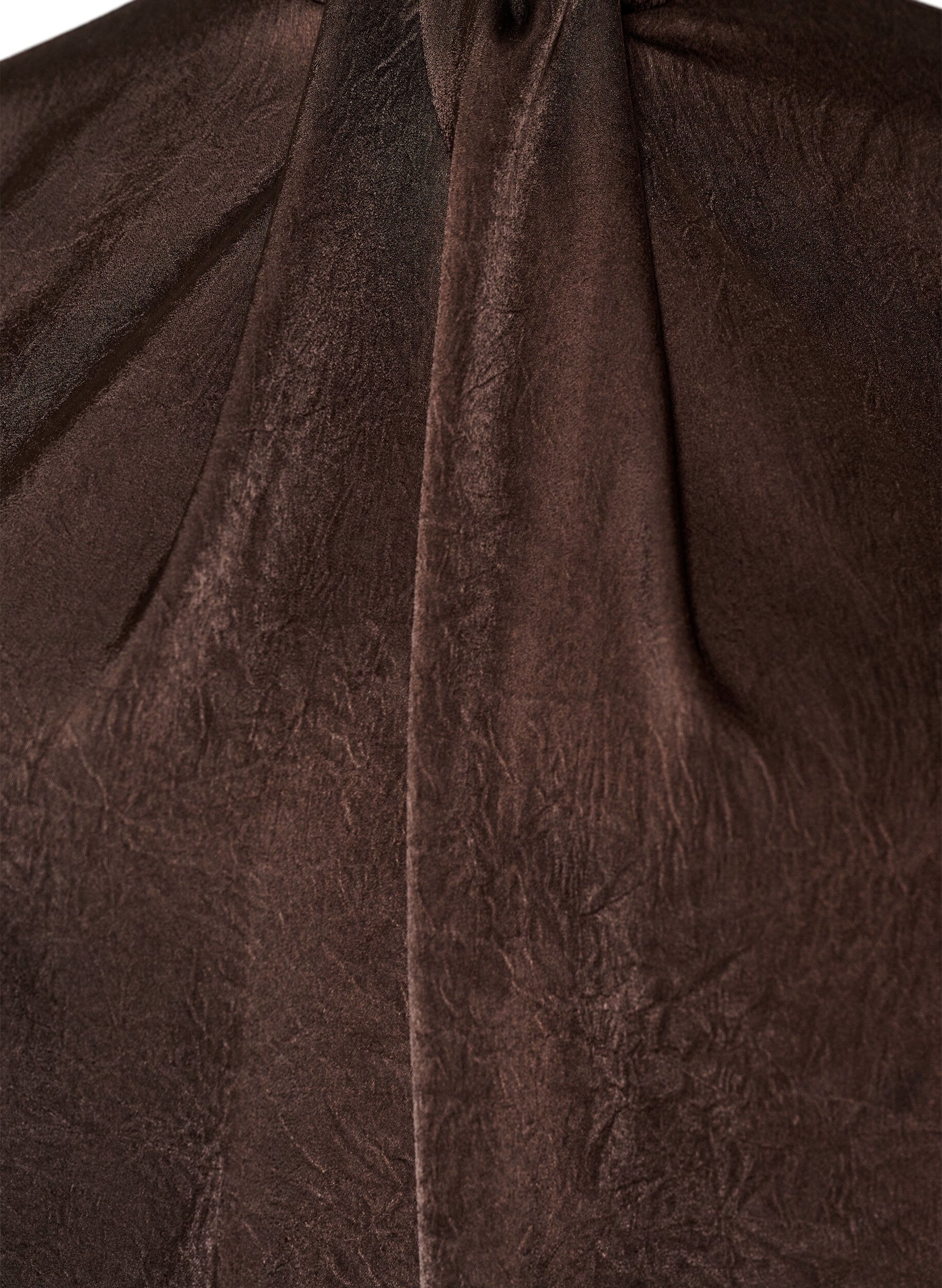 ZizzifashionSatin-look blouse with a balloon shape, Brown, Packshot image number 2