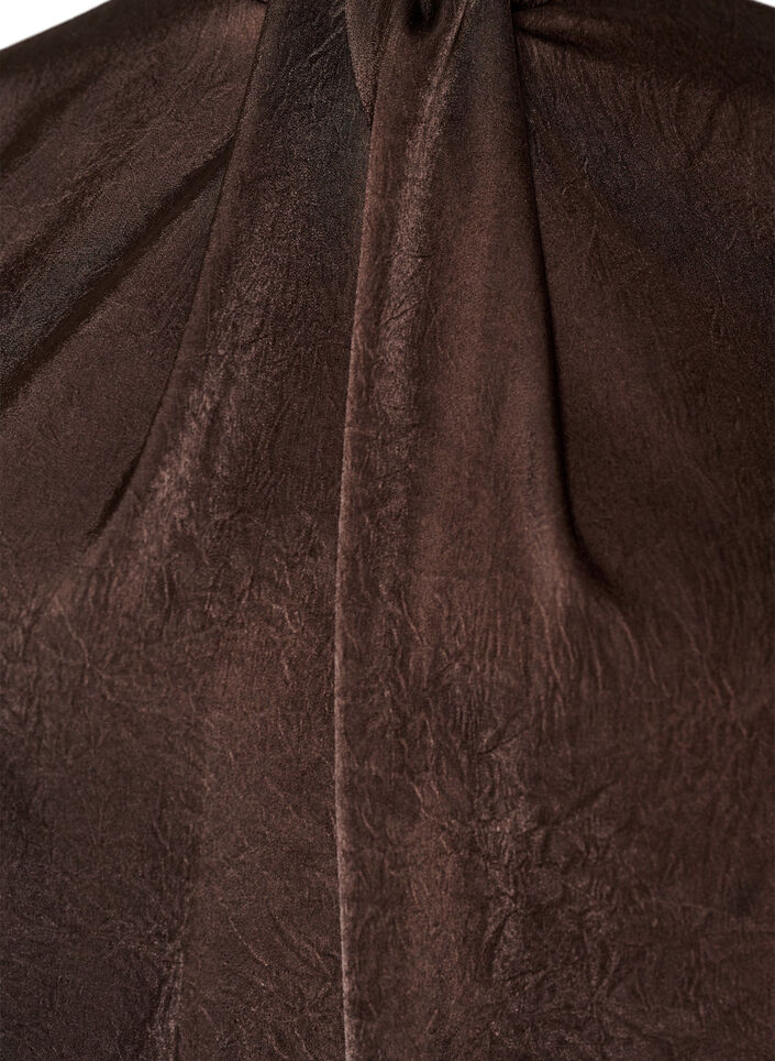 Satin-look blouse with a balloon shape, Brown, Packshot image number 2