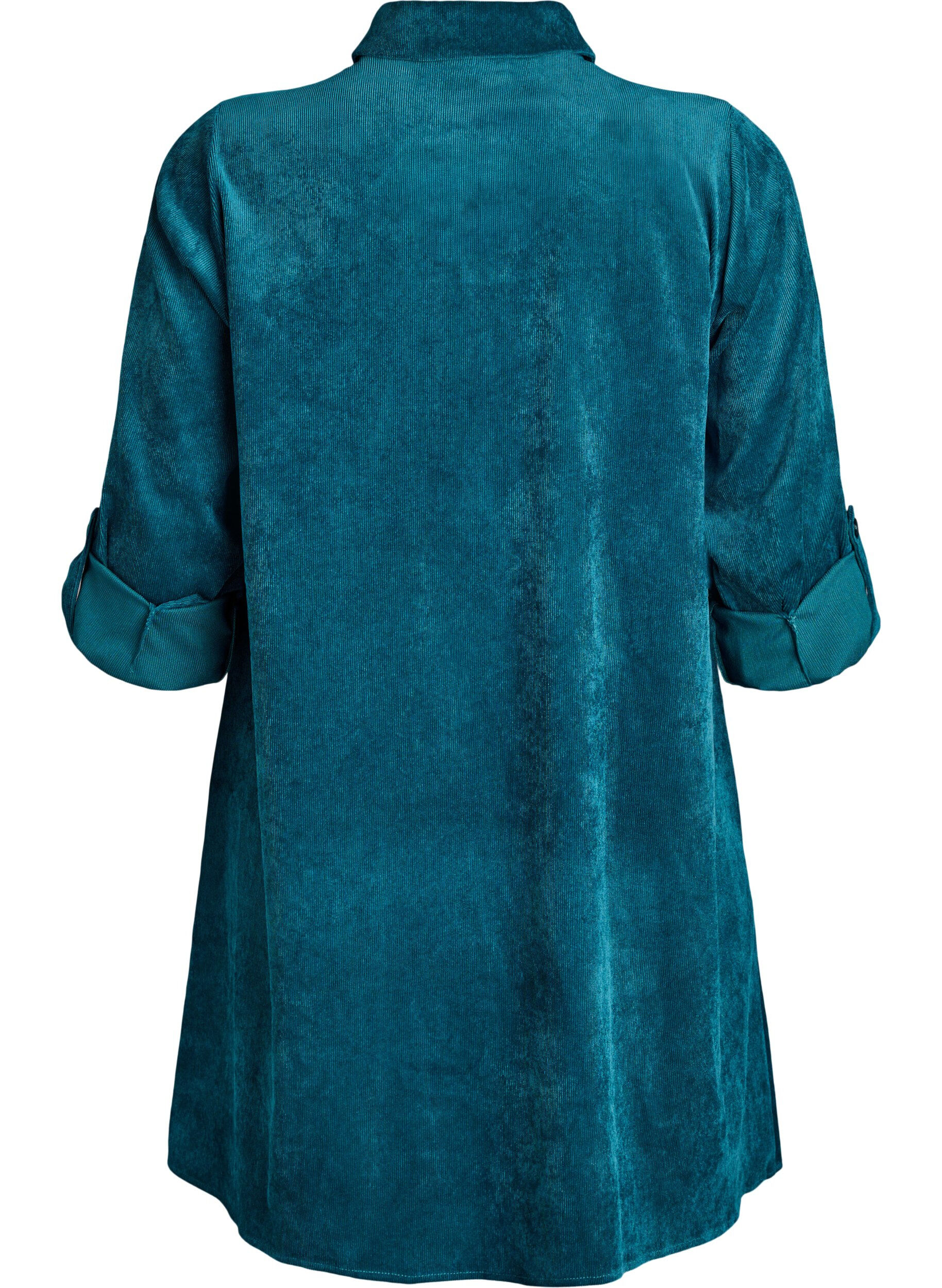 Zizzifashion Corduroy dress with zipper and 3/4 sleeves, Green, Packshot image number 1